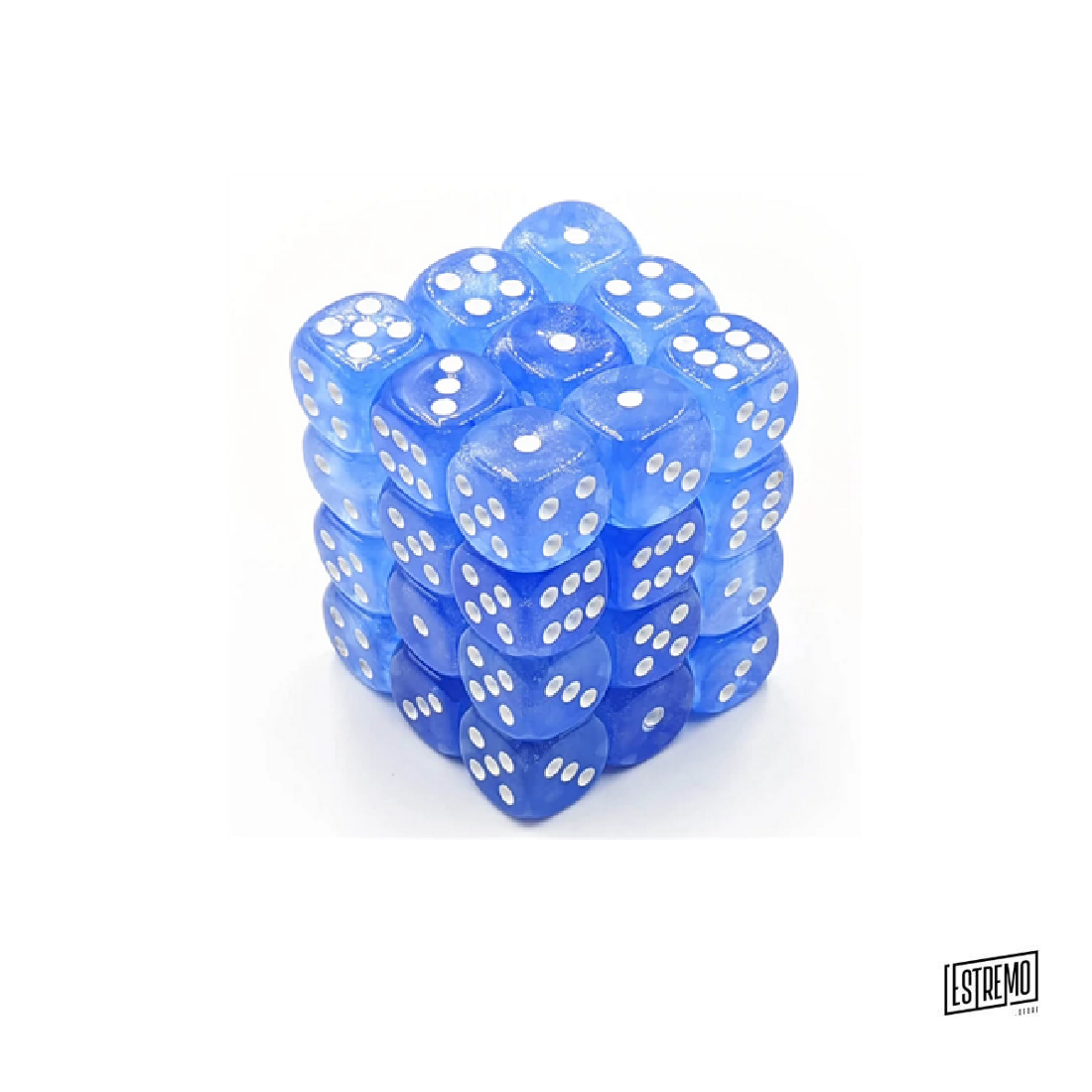 CHESSEX BOREALIS 12MM D6 SKY BLUE/WHITE LUMINARY DICE BLOCK (36 DICE)