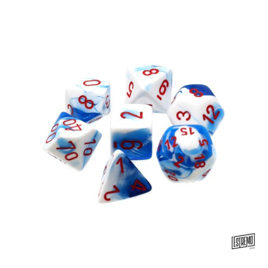 Chessex Set da 7 Dadi Trasparenti Colore Astral Blue-White/Red
