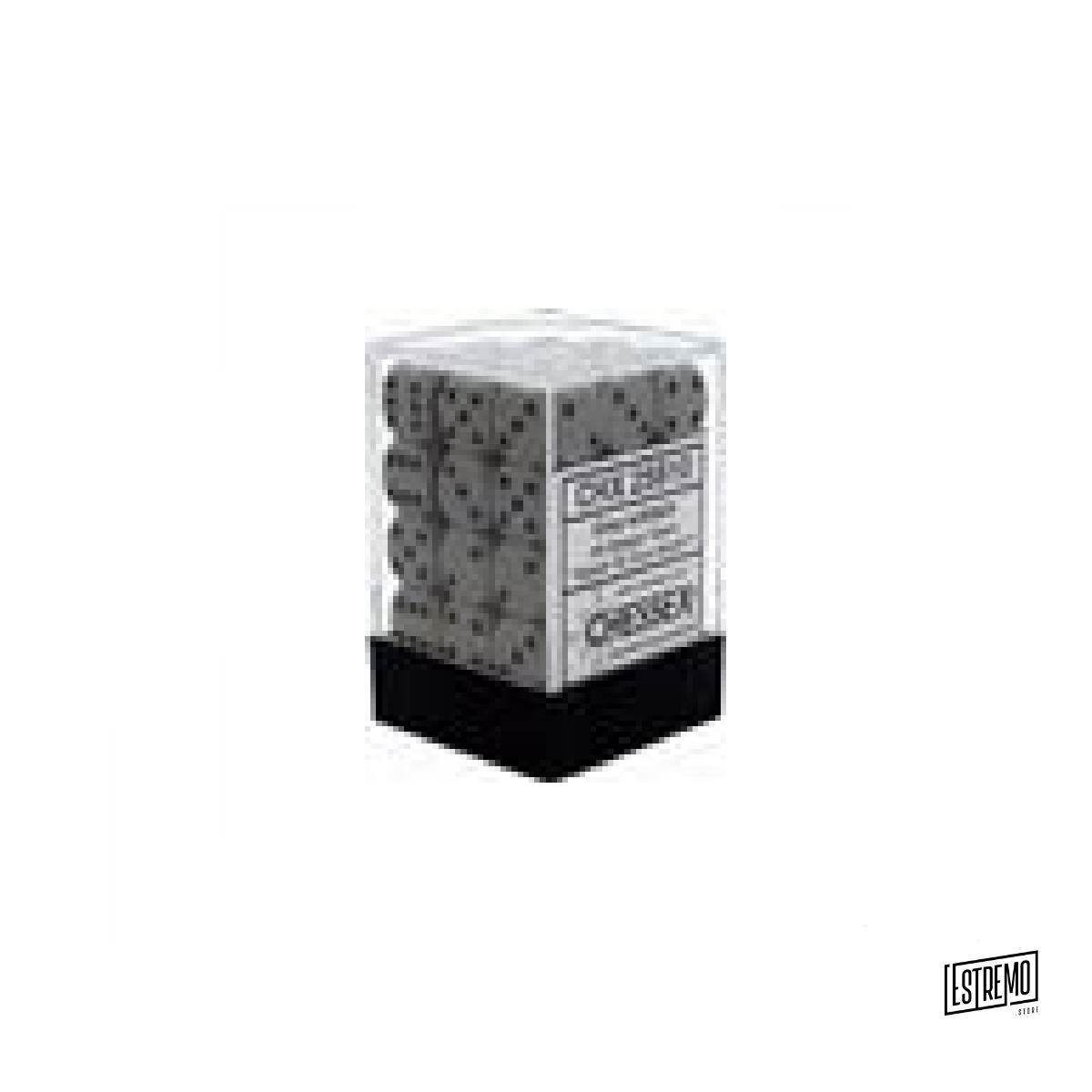 CHESSEX OPAQUE 12MM D6 WITH PIPS DICE BLOCKS (36 DICE) - GREY W/BLACK