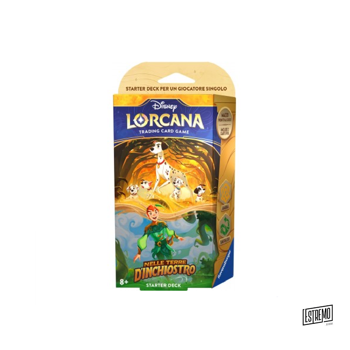 Starter Deck Ambra/Smeraldo – Pongo & Peter Pan – Nelle Terre d’Inchiostro – Lorcana TCG Disney – ITA