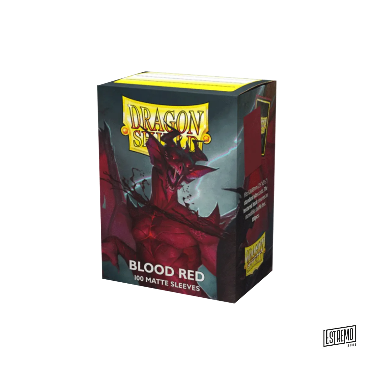 Clear front and Blood Red back. Sanguineous.

Matte sleeves are our popular line of textured Dragon Shield with superior handling. A perfect mix of durability and shuffle-ability. The Professor's #1 pick for card sleeves.


The sturdy cardboard box fits 75+ single sleeved cards or 65+ double sleeved cards.
Every box has a label at the top of the box for personalization.

Great sleeves for TCGs like MTG, Pokemon, Flesh &amp; Blood and Digimon!